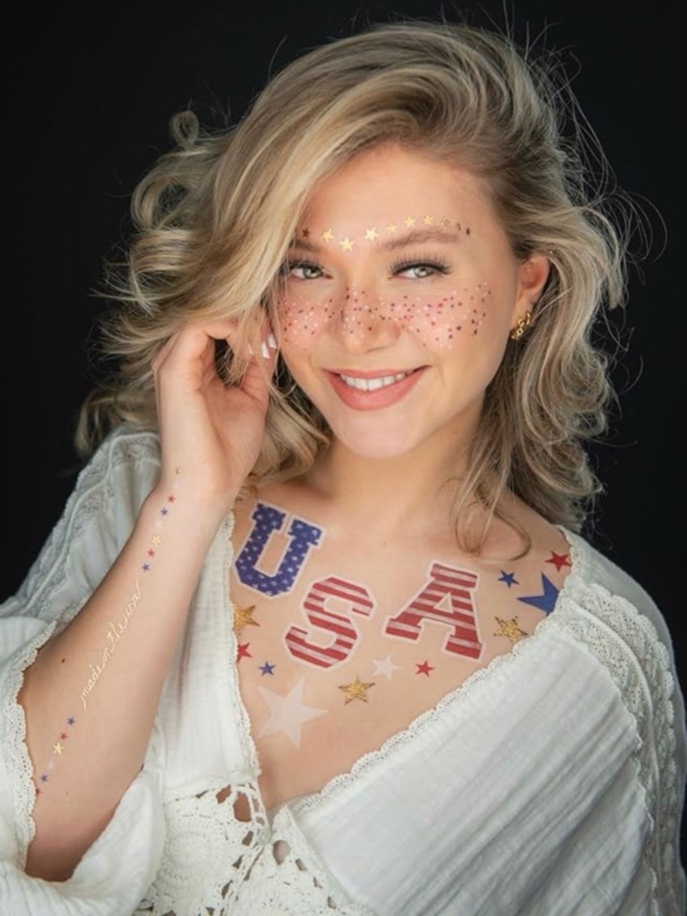 2x American Beauty Temporary Tattoo USA 4th of July Labor Day Olympics Team USA